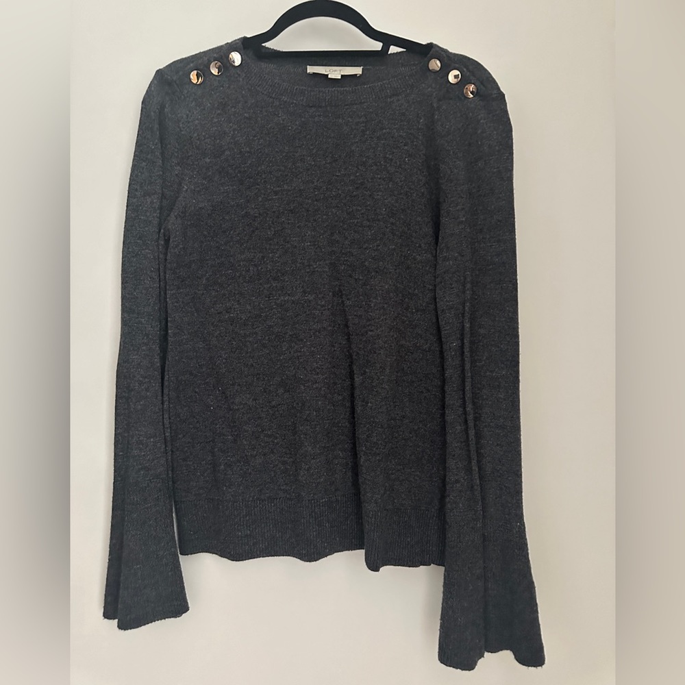 Gray sweater with gold detailing